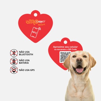 Joia Pet Care Coração com NFC por aproximação via APP